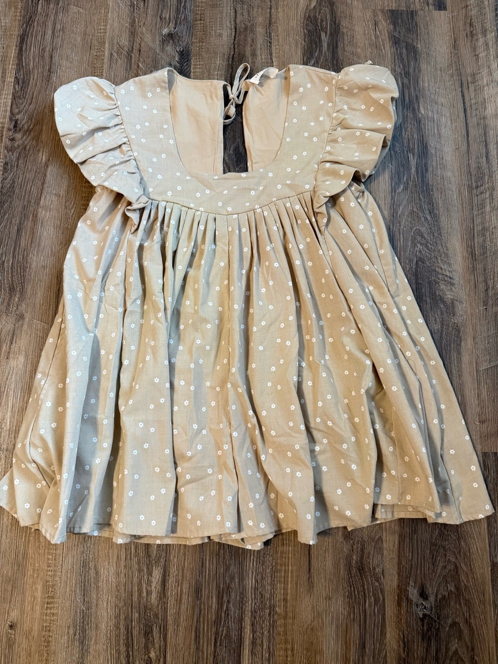 Flutter Sleeve Beige Floral Cotton Romper